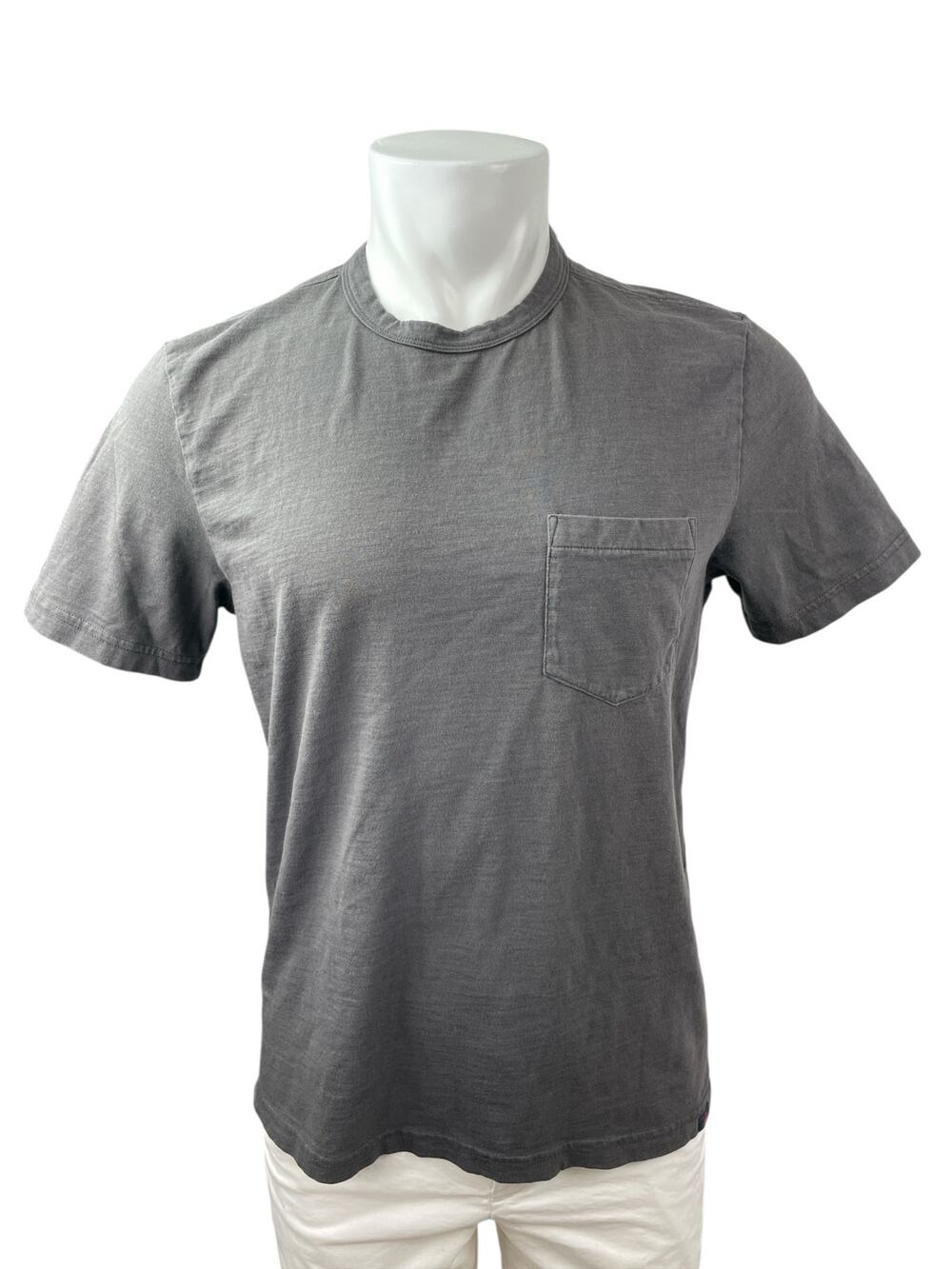 Faherty Sunwashed Mens Gray Crew Neck Short Sleeve Pocket Work Tee T-Shirt Top M